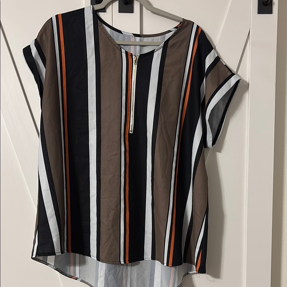Striped Black and Brown Women's Top